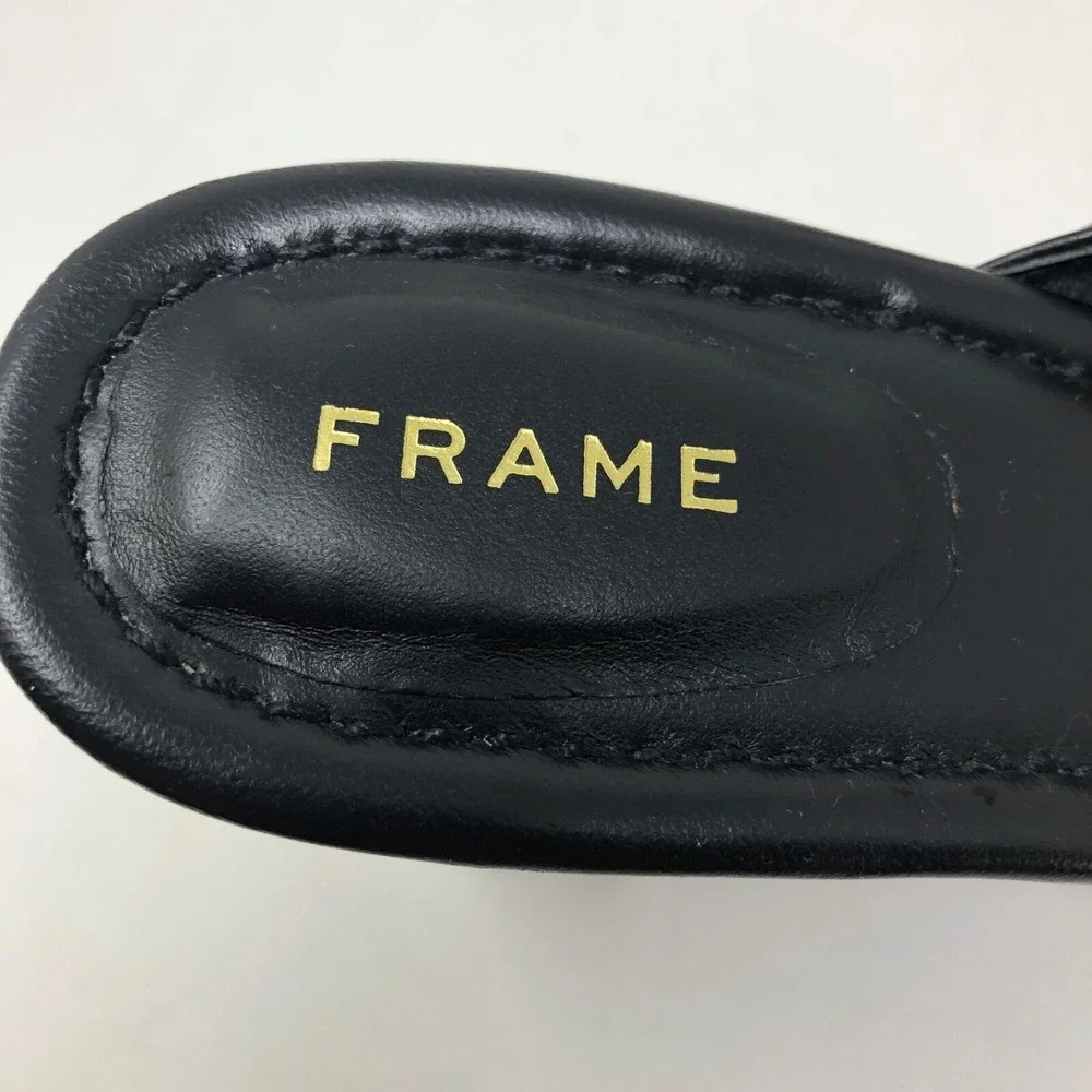 Frame Slide High Heel Sandals Womens 9.5 41 Black Open Toe Shoes Slip On Party